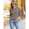 imageSaloogoe Sweaters for Women Long Sleeve Shirts Fall Outfits 2025 Tunic Tops Loose Fit Crewneck Color Block Ribbed CollarCoffee