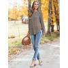 imageSaloogoe Sweaters for Women Long Sleeve Shirts Fall Outfits 2025 Tunic Tops Loose Fit Crewneck Color Block Ribbed CollarCoffee