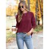 imageSaloogoe Sweaters for Women Long Sleeve Shirts Fall Outfits 2025 Tunic Tops Loose Fit Crewneck Color Block Ribbed CollarFuchsia