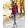 imageSaloogoe Sweaters for Women Long Sleeve Shirts Fall Outfits 2025 Tunic Tops Loose Fit Crewneck Color Block Ribbed CollarFuchsia