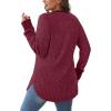 imageSaloogoe Sweaters for Women Long Sleeve Shirts Fall Outfits 2025 Tunic Tops Loose Fit Crewneck Color Block Ribbed CollarFuchsia