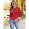 imageSaloogoe Sweaters for Women Long Sleeve Shirts Fall Outfits 2025 Tunic Tops Loose Fit Crewneck Color Block Ribbed CollarRed