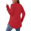 imageSaloogoe Sweaters for Women Long Sleeve Shirts Fall Outfits 2025 Tunic Tops Loose Fit Crewneck Color Block Ribbed CollarRed