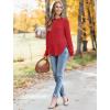 imageSaloogoe Sweaters for Women Long Sleeve Shirts Fall Outfits 2025 Tunic Tops Loose Fit Crewneck Color Block Ribbed CollarRed