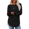 imageSaloogoe Sweaters for Women Long Sleeve Shirts Fall Outfits 2025 Tunic Tops Loose Fit Crewneck Color Block Ribbed CollarBlack