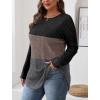 imageSaloogoe Long Sleeve Shirts for Women 2025 Fall Clothes Tunic Tops Loose Fit Dressy Crewneck Pullover Sweaters Curved HemColor Blockblackgrey