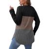 imageSaloogoe Long Sleeve Shirts for Women 2025 Fall Clothes Tunic Tops Loose Fit Dressy Crewneck Pullover Sweaters Curved HemColor Blockblackgrey