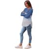 imageSaloogoe Long Sleeve Shirts for Women 2025 Fall Clothes Tunic Tops Loose Fit Dressy Crewneck Pullover Sweaters Curved HemColor Blockbluegrey