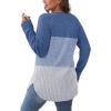 imageSaloogoe Long Sleeve Shirts for Women 2025 Fall Clothes Tunic Tops Loose Fit Dressy Crewneck Pullover Sweaters Curved HemColor Blockbluegrey