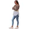 imageSaloogoe Long Sleeve Shirts for Women 2025 Fall Clothes Tunic Tops Loose Fit Dressy Crewneck Pullover Sweaters Curved HemColor Blockcoffeeapricot