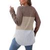 imageSaloogoe Long Sleeve Shirts for Women 2025 Fall Clothes Tunic Tops Loose Fit Dressy Crewneck Pullover Sweaters Curved HemColor Blockcoffeeapricot