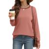 imageSaloogoe Sweatshirts for Women Crewneck Long Sleeve Loose Fit Tops Color Block Ribbed Trim Fashion 2025Fcoral