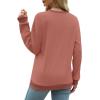 imageSaloogoe Sweatshirts for Women Crewneck Long Sleeve Loose Fit Tops Color Block Ribbed Trim Fashion 2025Fcoral