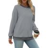 imageSaloogoe Sweatshirts for Women Crewneck Long Sleeve Loose Fit Tops Color Block Ribbed Trim Fashion 2025Fgrey