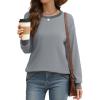 imageSaloogoe Sweatshirts for Women Crewneck Long Sleeve Loose Fit Tops Color Block Ribbed Trim Fashion 2025Fgrey