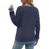 imageSaloogoe Sweatshirts for Women Crewneck Long Sleeve Loose Fit Tops Color Block Ribbed Trim Fashion 2025Fnavy Blue