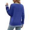 imageSaloogoe Sweatshirts for Women Crewneck Long Sleeve Loose Fit Tops Color Block Ribbed Trim Fashion 2025Froyal Blue