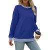 imageSaloogoe Sweatshirts for Women Crewneck Long Sleeve Loose Fit Tops Color Block Ribbed Trim Fashion 2025Froyal Blue