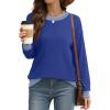 imageSaloogoe Sweatshirts for Women Crewneck Long Sleeve Loose Fit Tops Color Block Ribbed Trim Fashion 2025Froyal Blue