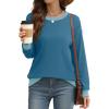 imageSaloogoe Sweatshirts for Women Crewneck Long Sleeve Loose Fit Tops Color Block Ribbed Trim Fashion 2025Peacock Blue