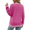 imageSaloogoe Sweatshirts for Women Crewneck Long Sleeve Loose Fit Tops Color Block Ribbed Trim Fashion 2025Rose Pink