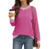 imageSaloogoe Sweatshirts for Women Crewneck Long Sleeve Loose Fit Tops Color Block Ribbed Trim Fashion 2025Rose Pink