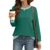 imageSaloogoe Sweatshirts for Women Crewneck Long Sleeve Loose Fit Tops Color Block Ribbed Trim Fashion 2025Turquoise