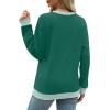 imageSaloogoe Sweatshirts for Women Crewneck Long Sleeve Loose Fit Tops Color Block Ribbed Trim Fashion 2025Turquoise