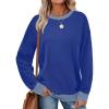 imageSaloogoe Sweatshirts for Women Crewneck Long Sleeve Loose Fit Tops Color Block Ribbed Trim Fashion 2025Froyal Blue