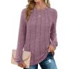 imageSaloogoe Long Sleeve Shirts for Women Dressy Casual Tops Pleated Front Lightweight SweatersPurple