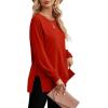 imageSaloogoe Sweatshirt for women Side Split Fall Fashion 2025 Long Sleeve Shirts Trending Now02red