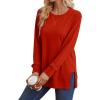 imageSaloogoe Sweatshirt for women Side Split Fall Fashion 2025 Long Sleeve Shirts Trending Now02red