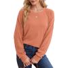 imageSaloogoe Sweatshirts for Women Crewneck Cable Knit Sleeve Sweaters Lightweight Fashion 2025Horange