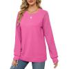 imageSaloogoe Sweatshirts for Women Crewneck Cable Knit Sleeve Sweaters Lightweight Fashion 2025Jhot Pink