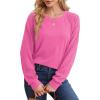 imageSaloogoe Sweatshirts for Women Crewneck Cable Knit Sleeve Sweaters Lightweight Fashion 2025Jhot Pink