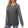 imageSaloogoe Sweatshirts for Women Crewneck Cable Knit Sleeve Sweaters Lightweight Fashion 2025Kgrey