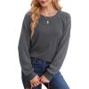 imageSaloogoe Sweatshirts for Women Crewneck Cable Knit Sleeve Sweaters Lightweight Fashion 2025Kgrey