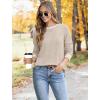 imageSaloogoe Sweaters for Women Long Sleeve Shirts Fall Outfits 2025 Tunic Tops Loose Fit Crewneck Color Block Ribbed Collar