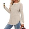 imageSaloogoe Sweaters for Women Long Sleeve Shirts Fall Outfits 2025 Tunic Tops Loose Fit Crewneck Color Block Ribbed Collar