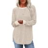 imageSaloogoe Sweaters for Women Long Sleeve Shirts Fall Outfits 2025 Tunic Tops Loose Fit Crewneck Color Block Ribbed Collar