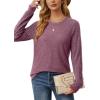 imageSaloogoe Tunic Sweatshirts for Women Crewneck Lightweight Sweaters Raglan Long Sleeve Shirts Fall Fashion Tops 2025Classic Purple