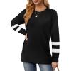 imageSaloogoe Tunic Sweatshirts for Women Crewneck Lightweight Sweaters Raglan Long Sleeve Shirts Fall Fashion Tops 2025Striped Black