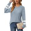 imageSaloogoe Tunic Sweatshirts for Women Crewneck Lightweight Sweaters Raglan Long Sleeve Shirts Fall Fashion Tops 2025Striped Blue