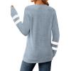 imageSaloogoe Tunic Sweatshirts for Women Crewneck Lightweight Sweaters Raglan Long Sleeve Shirts Fall Fashion Tops 2025Striped Blue