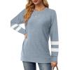 imageSaloogoe Tunic Sweatshirts for Women Crewneck Lightweight Sweaters Raglan Long Sleeve Shirts Fall Fashion Tops 2025Striped Blue