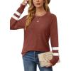 imageSaloogoe Tunic Sweatshirts for Women Crewneck Lightweight Sweaters Raglan Long Sleeve Shirts Fall Fashion Tops 2025Striped Caramel