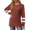 imageSaloogoe Tunic Sweatshirts for Women Crewneck Lightweight Sweaters Raglan Long Sleeve Shirts Fall Fashion Tops 2025Striped Caramel