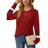 imageSaloogoe Tunic Sweatshirts for Women Crewneck Lightweight Sweaters Raglan Long Sleeve Shirts Fall Fashion Tops 2025Striped Red