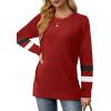 imageSaloogoe Tunic Sweatshirts for Women Crewneck Lightweight Sweaters Raglan Long Sleeve Shirts Fall Fashion Tops 2025Striped Red