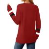 imageSaloogoe Tunic Sweatshirts for Women Crewneck Lightweight Sweaters Raglan Long Sleeve Shirts Fall Fashion Tops 2025Striped Red